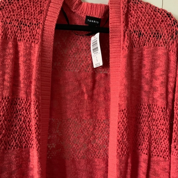 Torrid Relaxed Fit Coral long open knit Cardigan size 0 - Picture 6 of 6